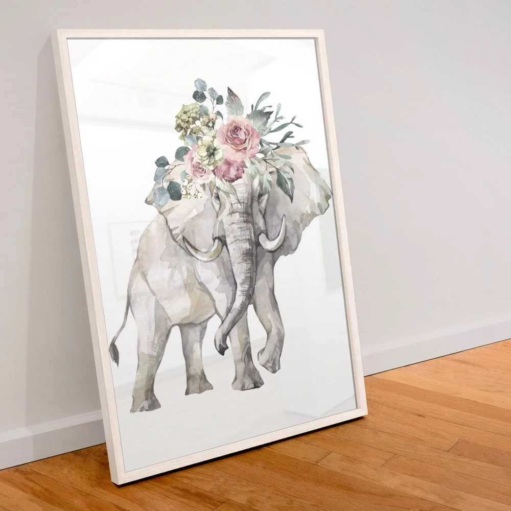 Elephant Watercolor Wall Art Poster Print Unframed - Picture 4 of 10